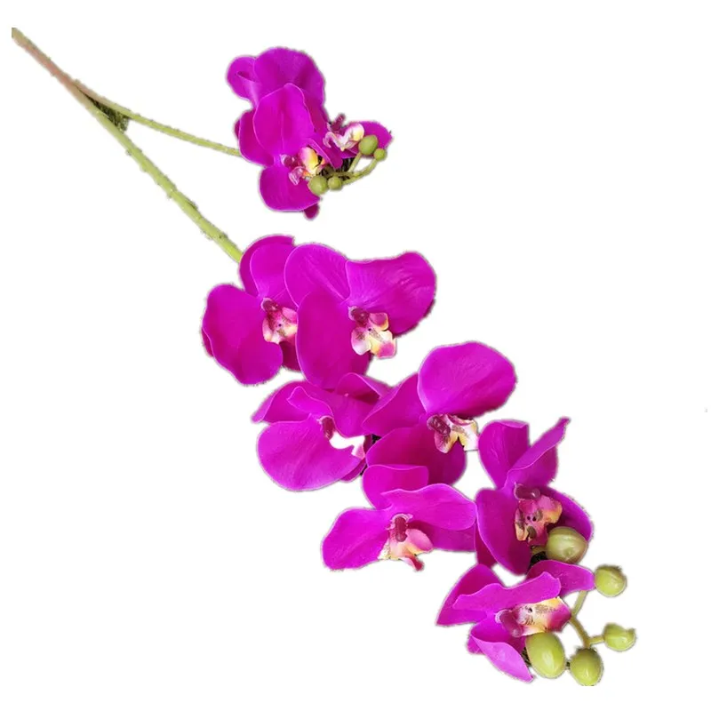 Faux Flower Plants 3D Printing 10 Heads White Orchid Artificial Phalaenopsis Butterfly Orchid