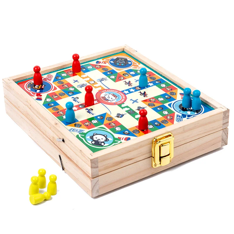 Wholesale 4 in 1 easy folding wooden football and bowling and puck and throwing tabletop board game for children and kids