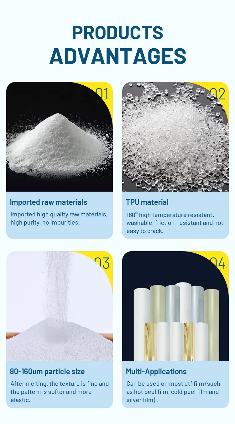 Kingjet dtf powder glue printing adhesive hot melt powder dtf heat transfer printer for white ink heat transfer