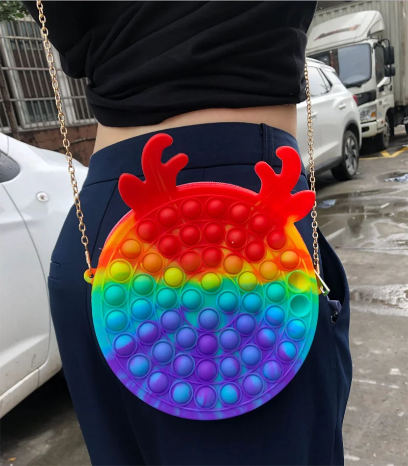 Wholesale Popper Bag Cute Kids Silicon Shoulder Bag Pop Fidget Bags for Girls with Factory Price