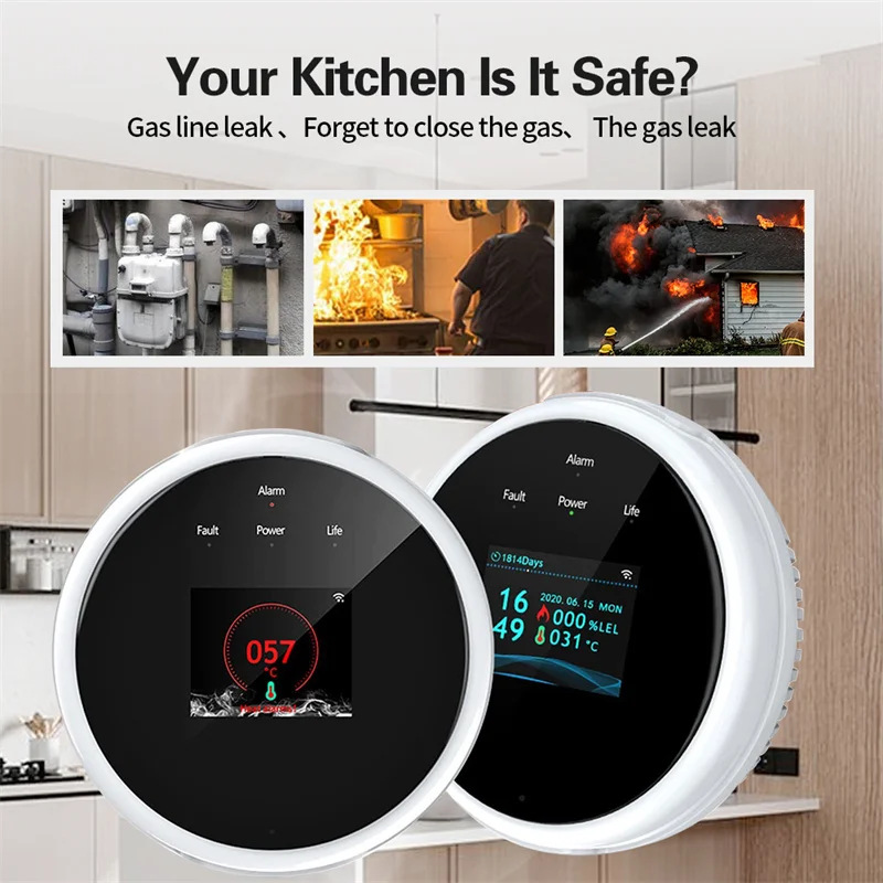 APP Phone Voice Prompt Temperature Alarm remote control WiFi Gas Leak Detector