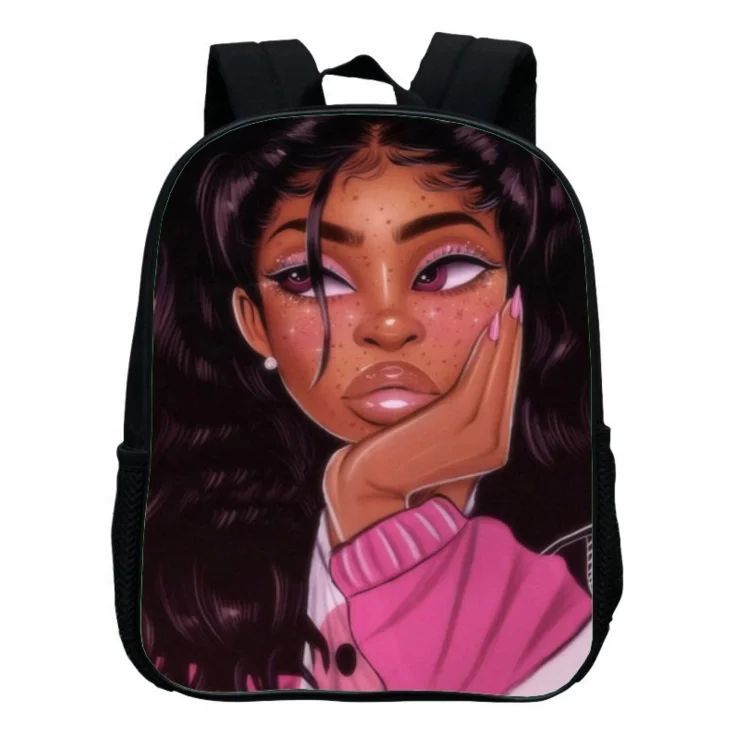 Африканская школьная сумка для девочек, черный рюкзак для девочек с новым дизайном и принтом для детей