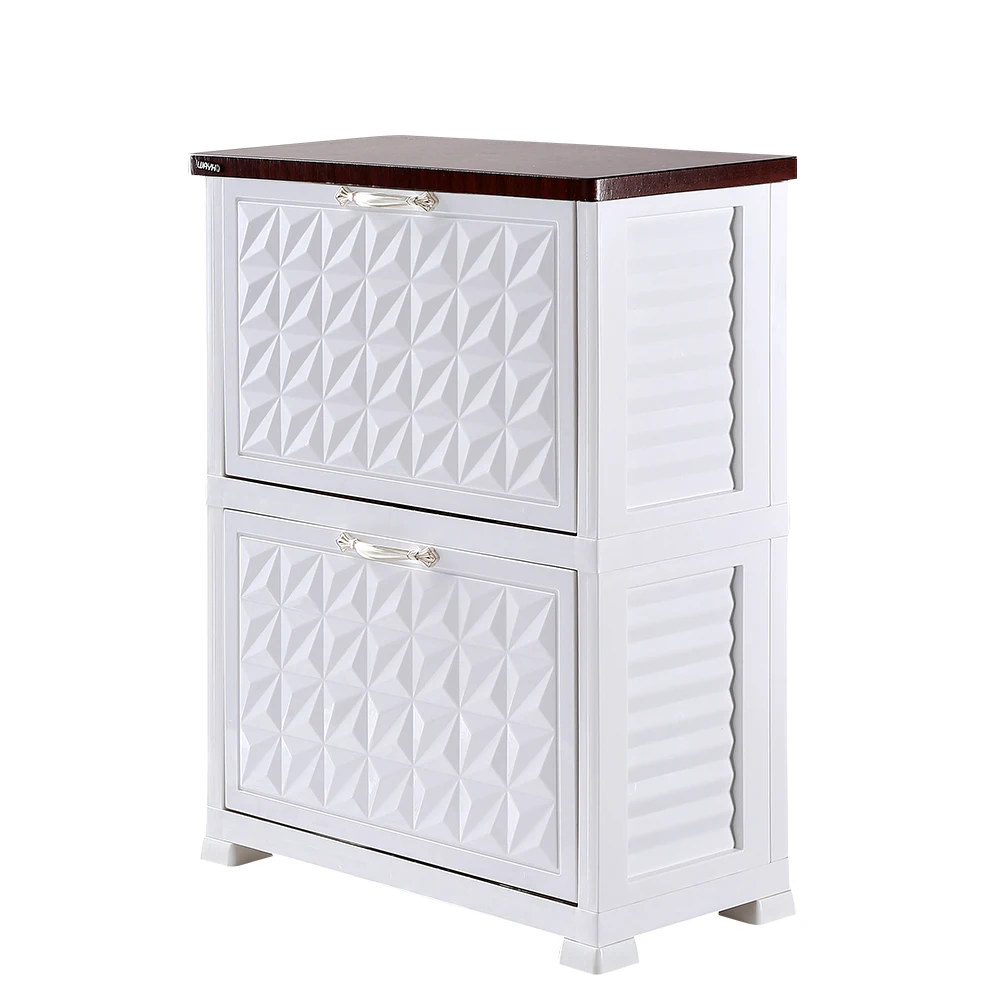 1692 Designer 2 layers living room luxury wood top shoe storage cabinet furniture