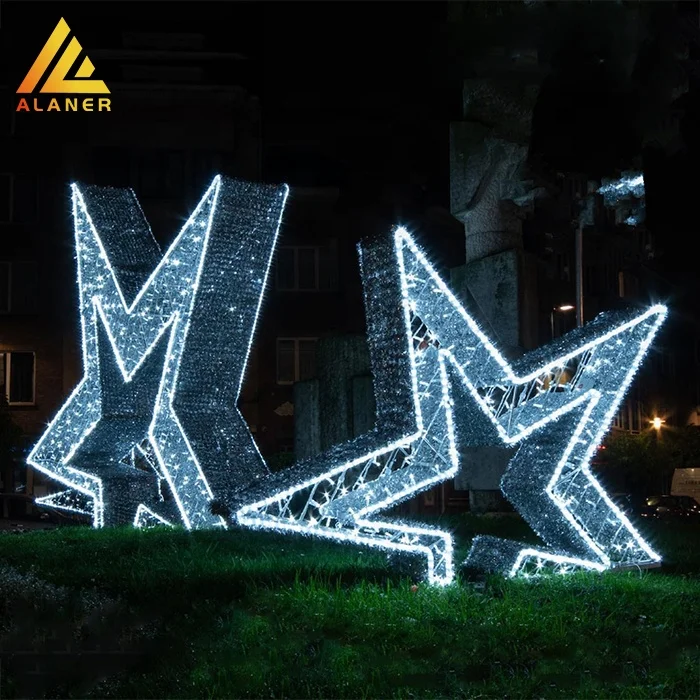 LED Christmas 3D Large stars Light Outdoor Decoration pentagram Street Motif Star String Light