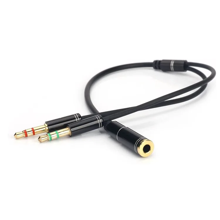 
Wholesale 3.5mm Earphone Mic Headphone Audio Splitter Adapter Cable 2 Male To 3.5MM Female 