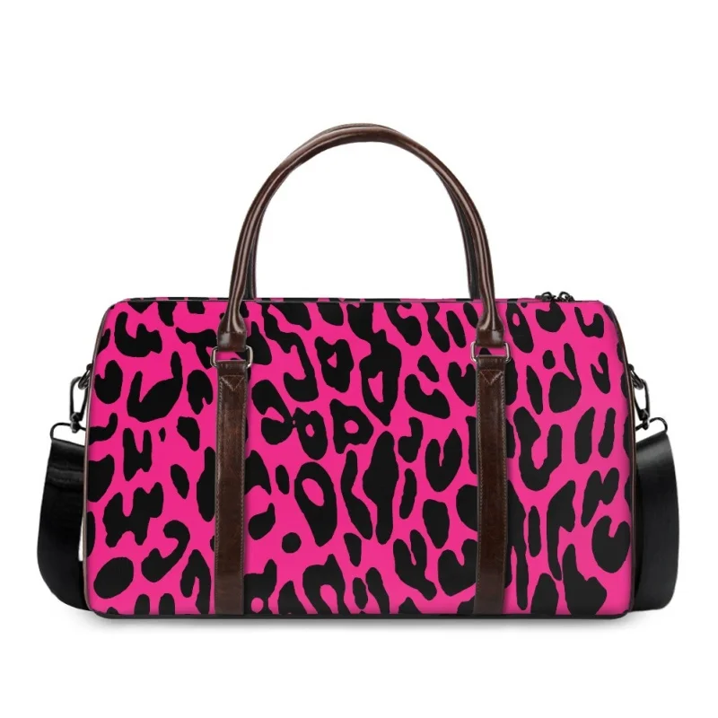 Pink Leopard Pattern Travel Handbag for Unisex Wholesale in Bulk Drop Shipping Journey Bag Stylish Spacious Man Wanderlust Bag