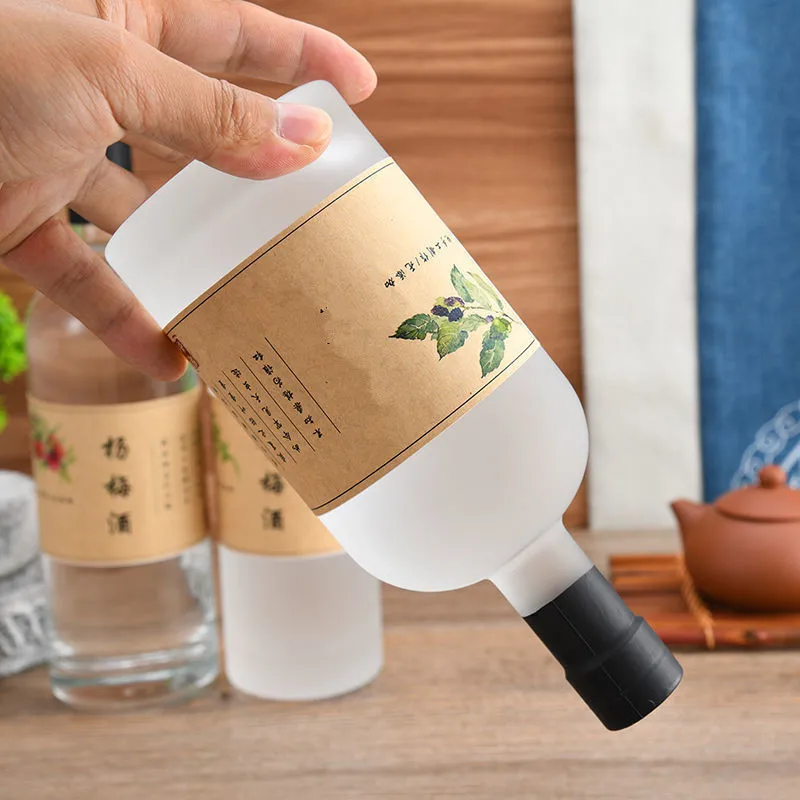 Shape Empty Whiskey Bottle 200ml 375ml 500ml 750ml round cork wine empty whiskey glass bottle