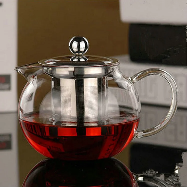 Creative Gift thermostable transparent glass teapot Kung Fu tea set with 304 stainless steel filter tea kettle