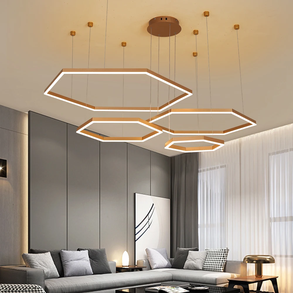Simple High Quality Ceiling Contemporary Circle 4 Rings Indoor LED Chandelier Modern