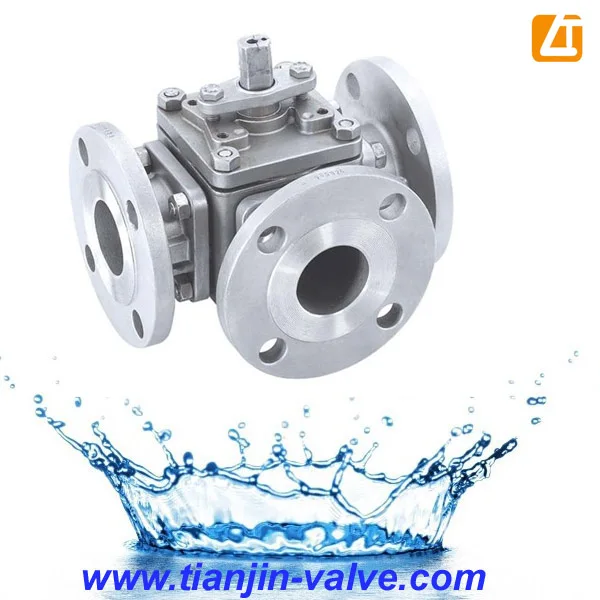 THREE PIECE ASTM A351 CF8M DIN PN16 FLANGE END BALL VALVE
