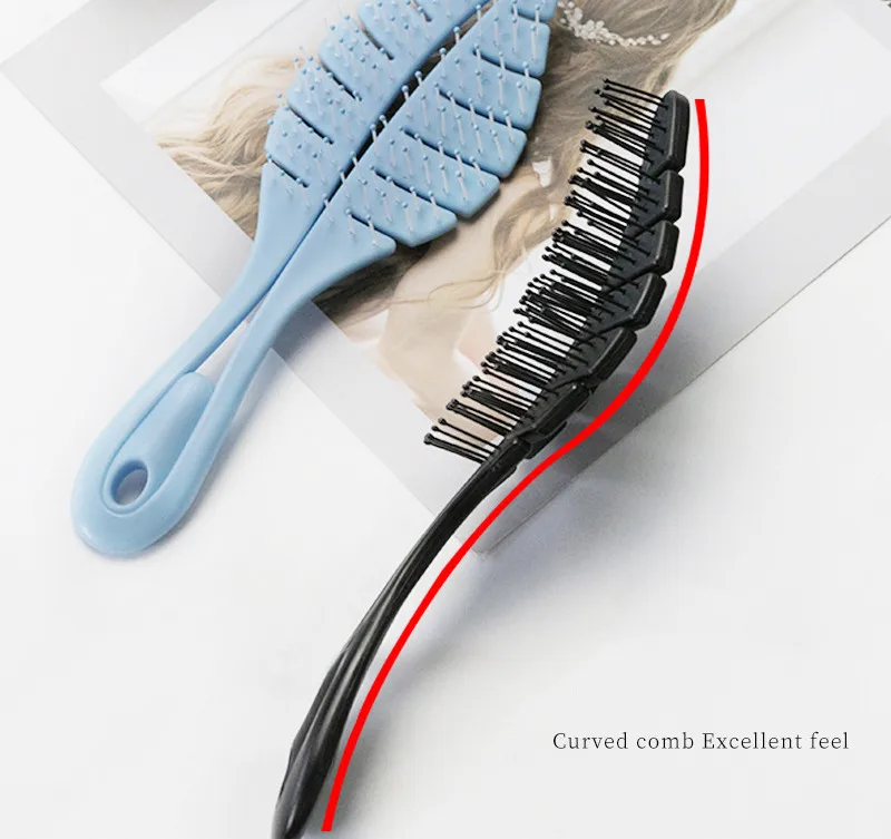 Factory Direct Sale Nylon Needle Airbag Wet Temperature Resistant Massage Hair Comb High Quality Black Purple Hair Brush