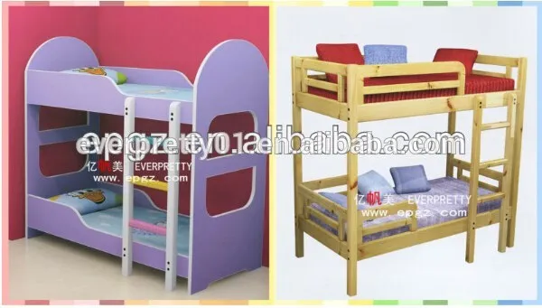 Kindergarten Home Furniture Eco-friendly Twin Colorful Wooden Kid Bunk Bed