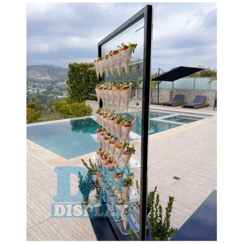 C2002-AB Champagne glass wall holder for wedding champagne cup display boards in metal with acrylic material