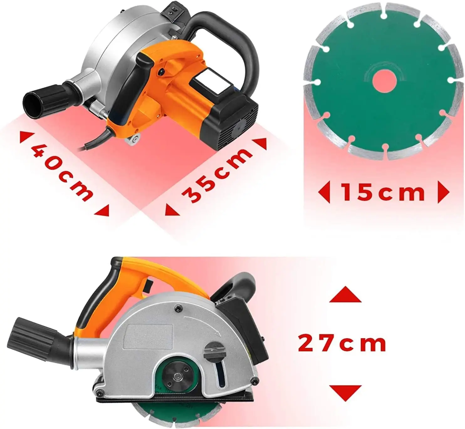 Electric Power Concrete Wall Chasers Slotting Machine Groove Cutter Tool Electric Tool 10Cm With Vacuum