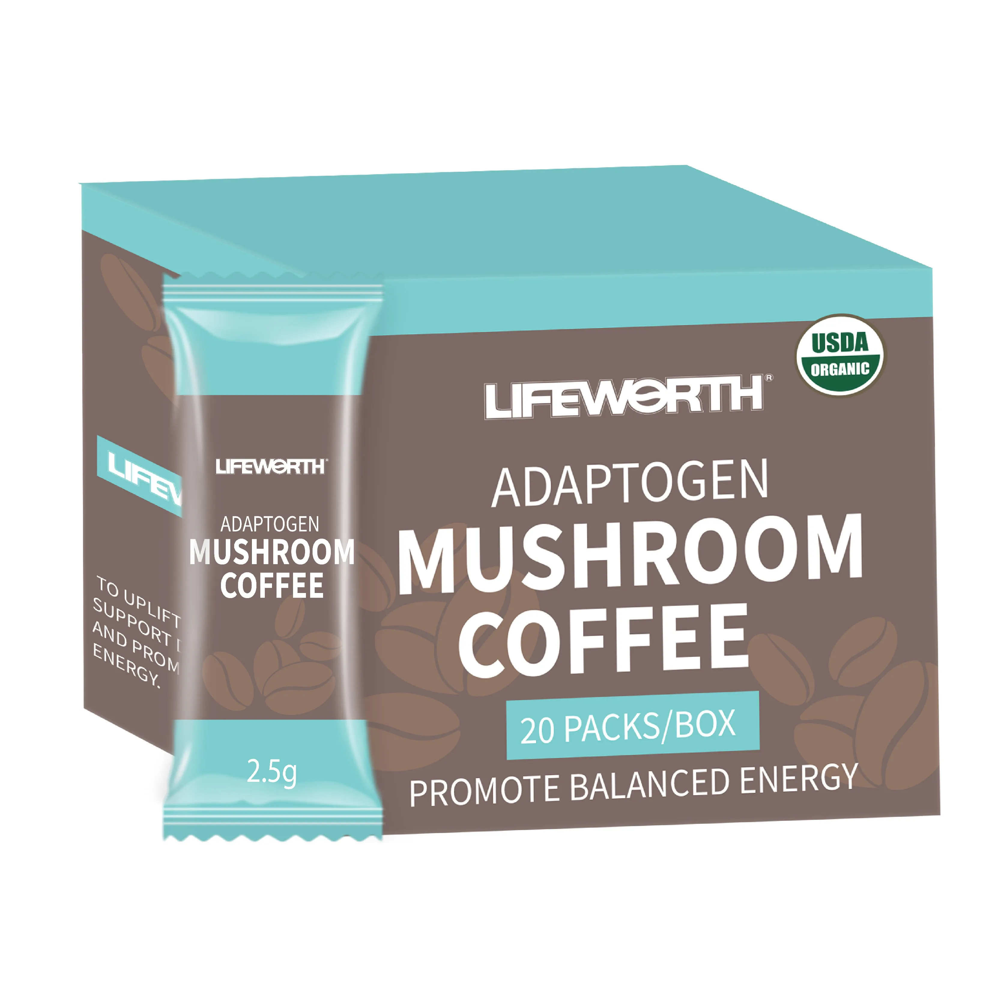 LIFEWORTH wholesale Lions Mane mushroom coffee Instant Reishi Mushroom Coffee 7 in 1Chaga Cordyceps Powder Blend Adaptoge