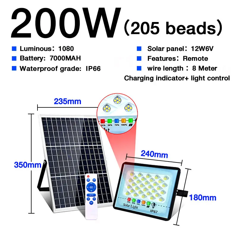 Factory Price For Outdoor Ip66 Waterproof LED Reflector 100w 200w 300w 400w 500w 1000 Watt Projector Solar Flood Light Lamp