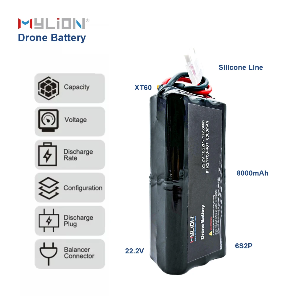Высокое качество 22 2 В 6S2P 8000 мАч 177.6Wh