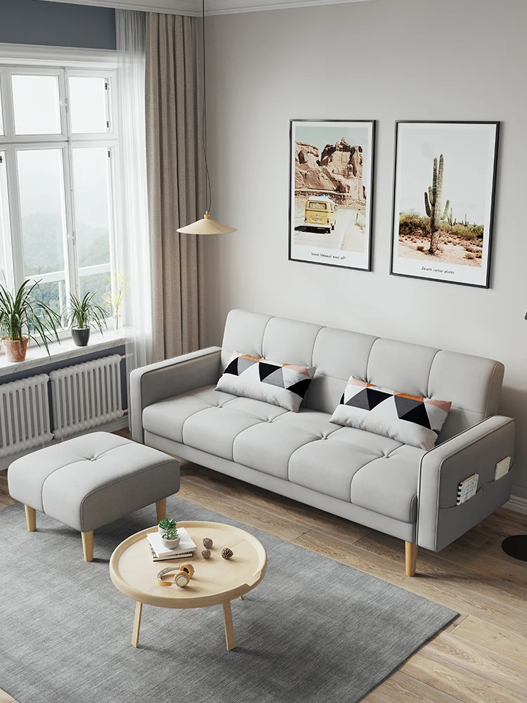 Nordic fabric sofa modern simple small family folding sofa bed living room dual purpose multi-functional lazy sofa