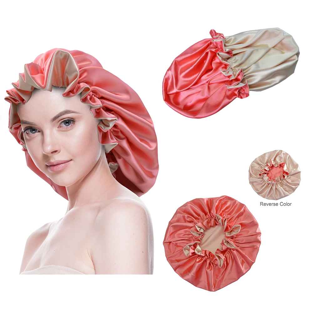 Wholesale Double Layer Sleeping Satin Bonnet For Women Silk Bonnet For Hair Reversible Hair Caps Sleep Bonnet