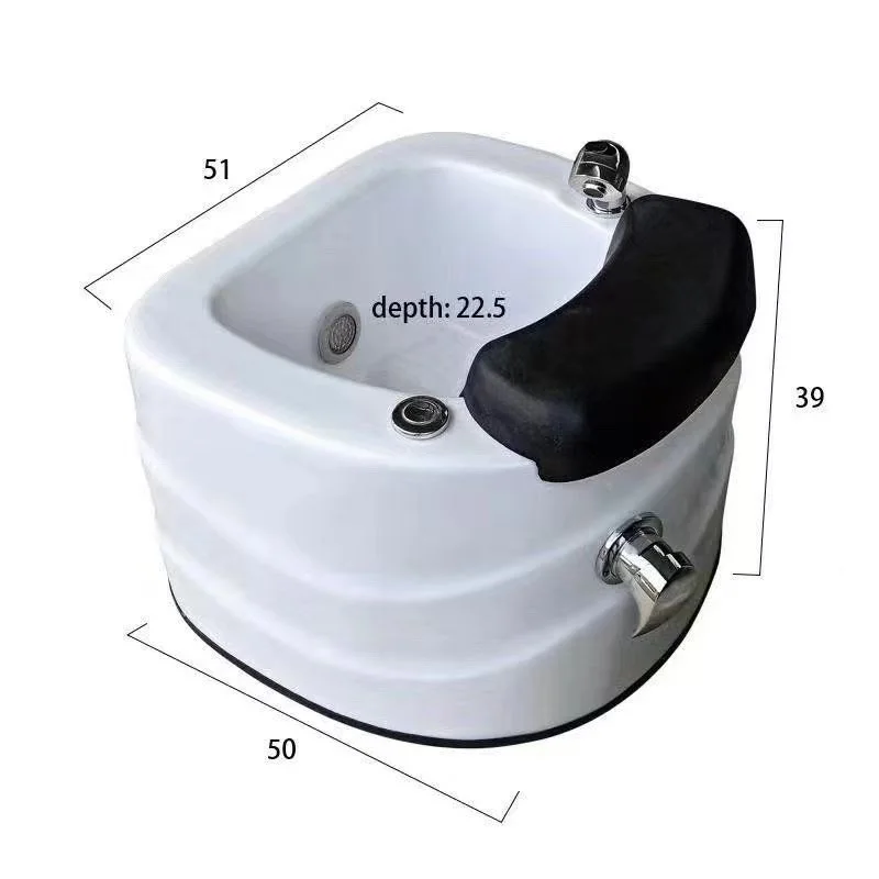 Golden Accessory White jet massage footbath Pipeless surfing pedicure sink Golden faucet pedicure bowl in pedicure basin