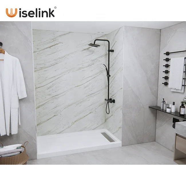 Carrara White Culture Marble Style Modern Industrial Design Polished Artificial Stone Big Slab Shower Wall Panel