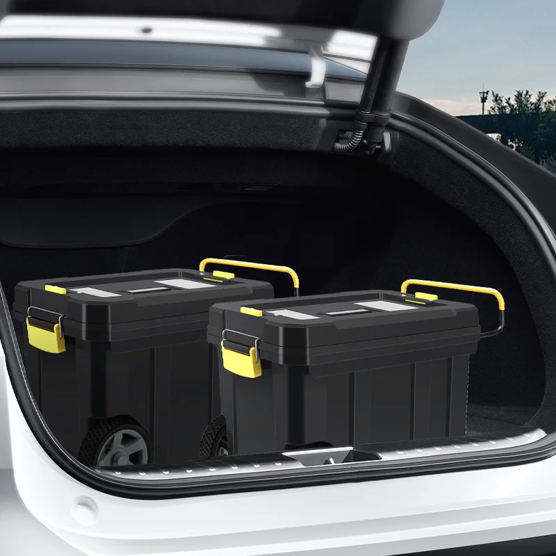 Airaj Portable Toolbox Large Tools Organizer Boxes Rolling Storage Box for Electrician with Wheels Multifunctional Plastic Case