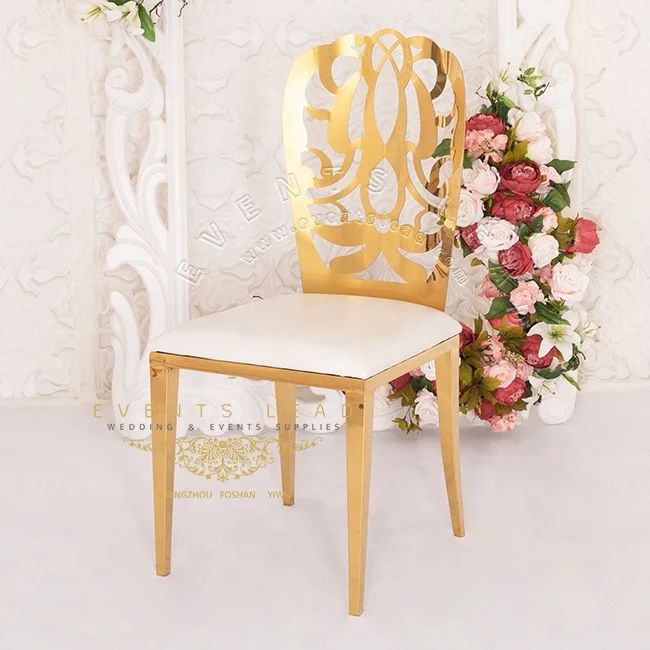 Горячая Распродажа, стулья для банкета из нержавеющей стали золотого цвета с узором на спине