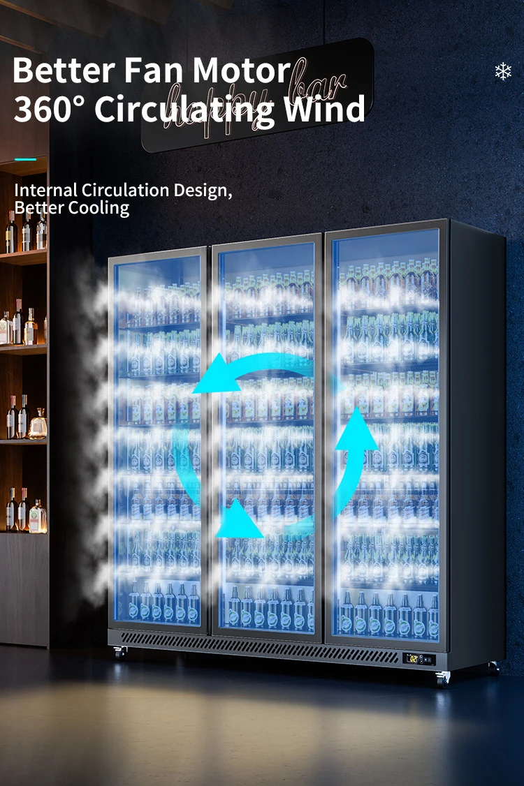 LB1250C Hot Selling Upright Cooler Without Defogging Black White Color 800L Double Door Commercial Display Fridge For Canteens