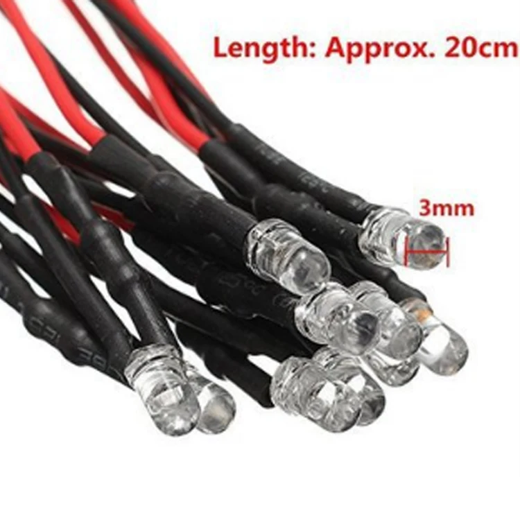 Hot Sale 3mm 5mm Prewired LED Diode White Red Green Blue RGB Candle Pre Wired LED Round Oval Rectangle Flat Top 3V 5V 6V 9V 12V