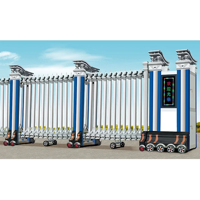 Telescopic sliding Wind resistance Folding Gate for Main Entrance automatic fence gate used in factory