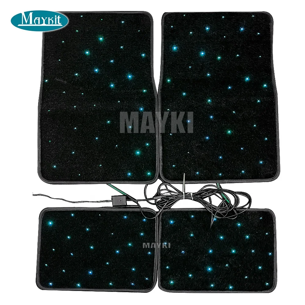 APP controlled colorful fiber optic car starlight mat waterproof DIY Fiber Optic interior Star Carpet Car floor Mat