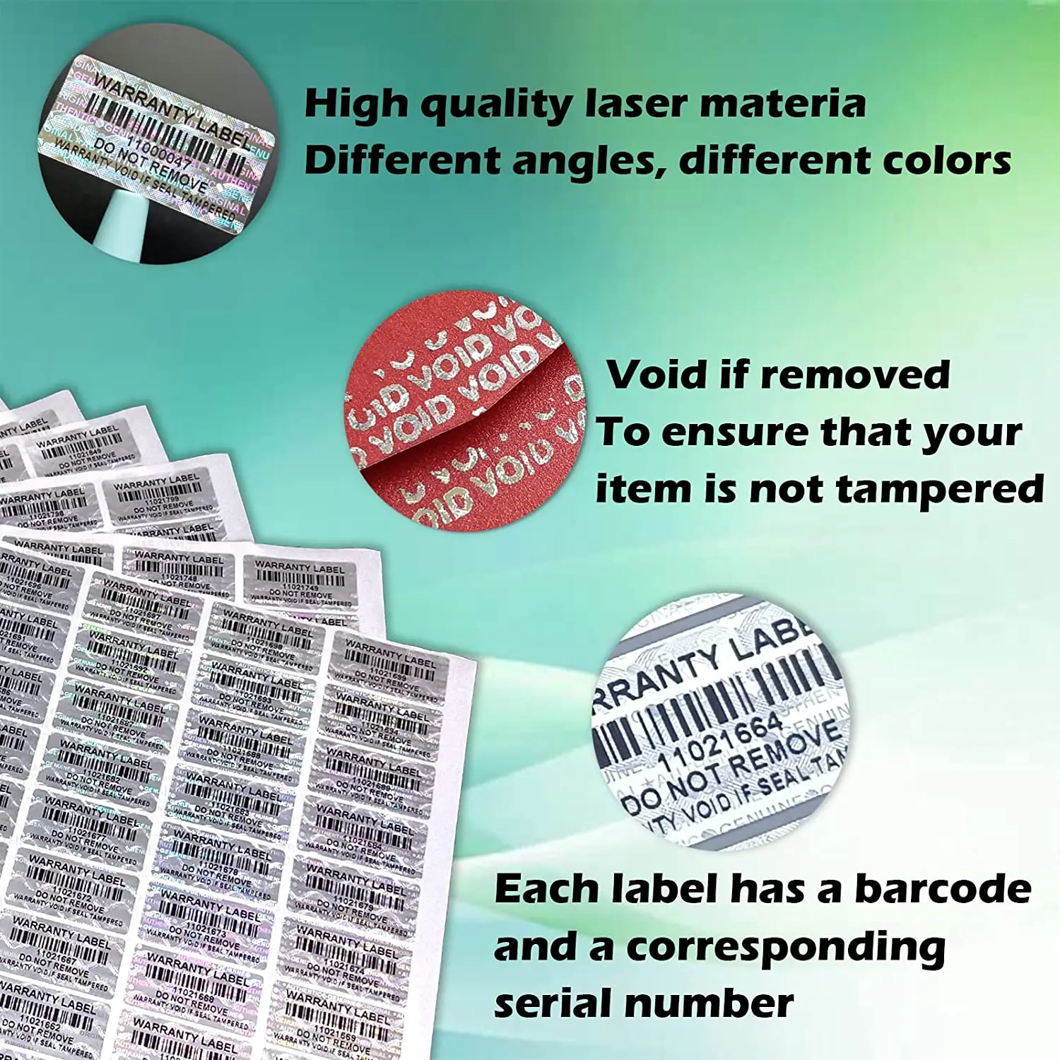 Costom Printed Security Random Barcode Label Stickers Serialize Sequential Qr Code Sticker