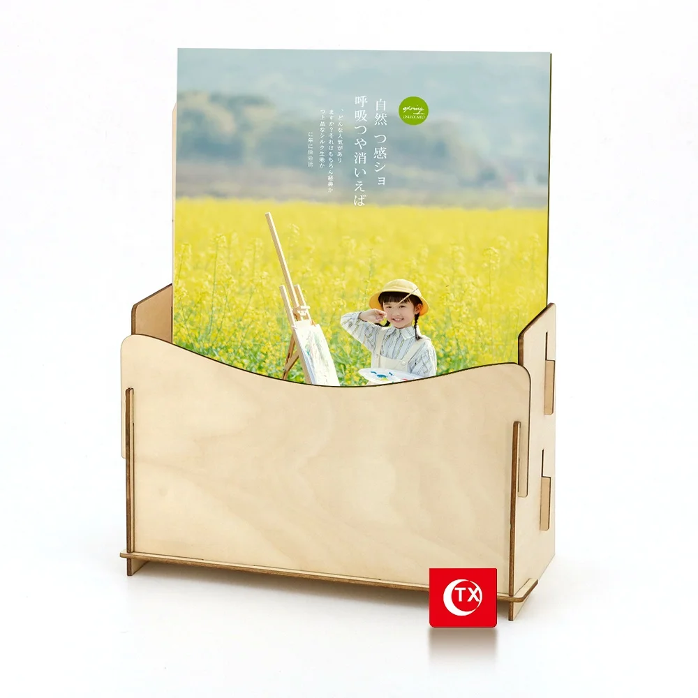 TX Tabletop Countertop Wooden Leaflet Holder Brochure Display Stand Brochure Rack For Holding Magazine Holiday and Greeting Card