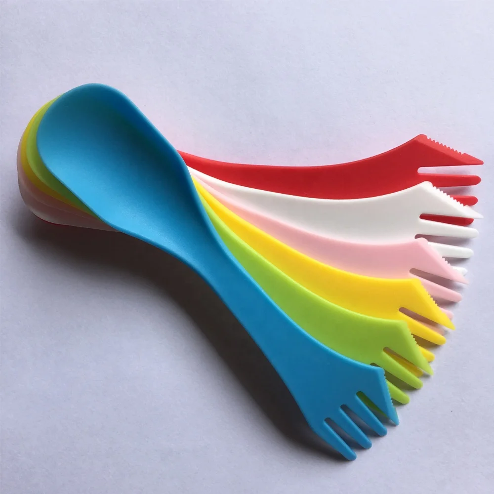 Plastic Spoons Sports 3 In-1 Travel Fork for Camping Travel Home Restaurant