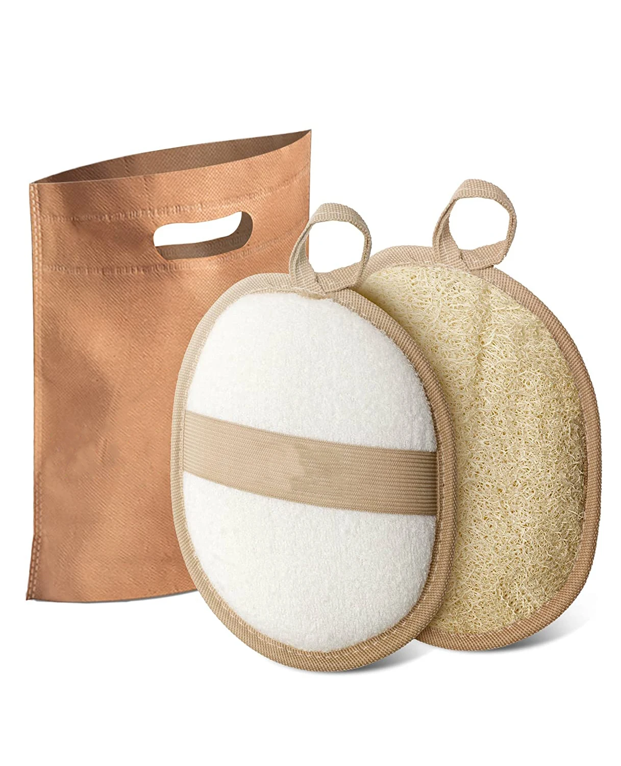 2 packs Exfoliating Loofah Shower Sponge Natural Luffa Loofah Sponge for Men and Women