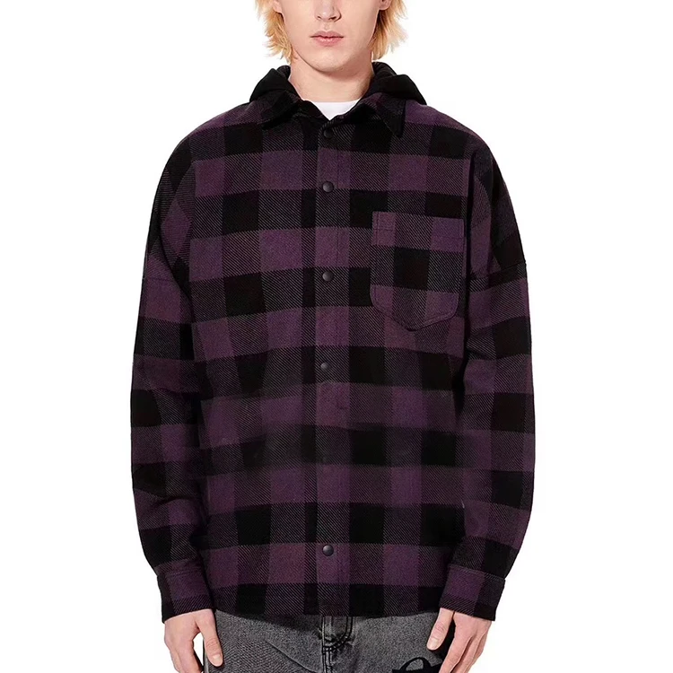 Flannel Shirt Yellow Polyester Flannel Shirt Men Plaid Shirt Long Sleeve