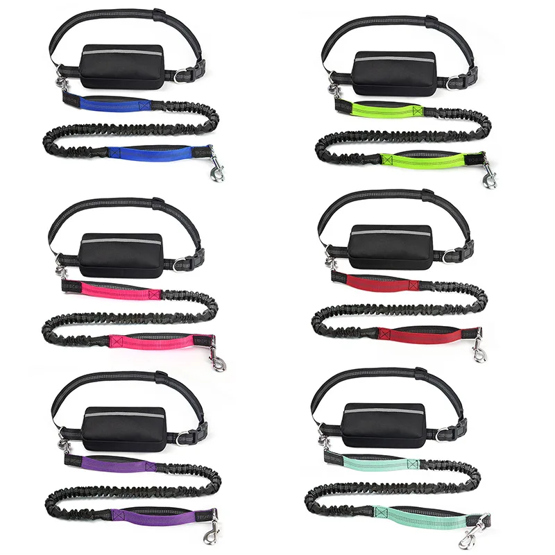 Wholesale Pet Dog Leash Outdoor Adjustable Luxury Nylon Bungee Hands Free Reflective Pet Dog Running Leash