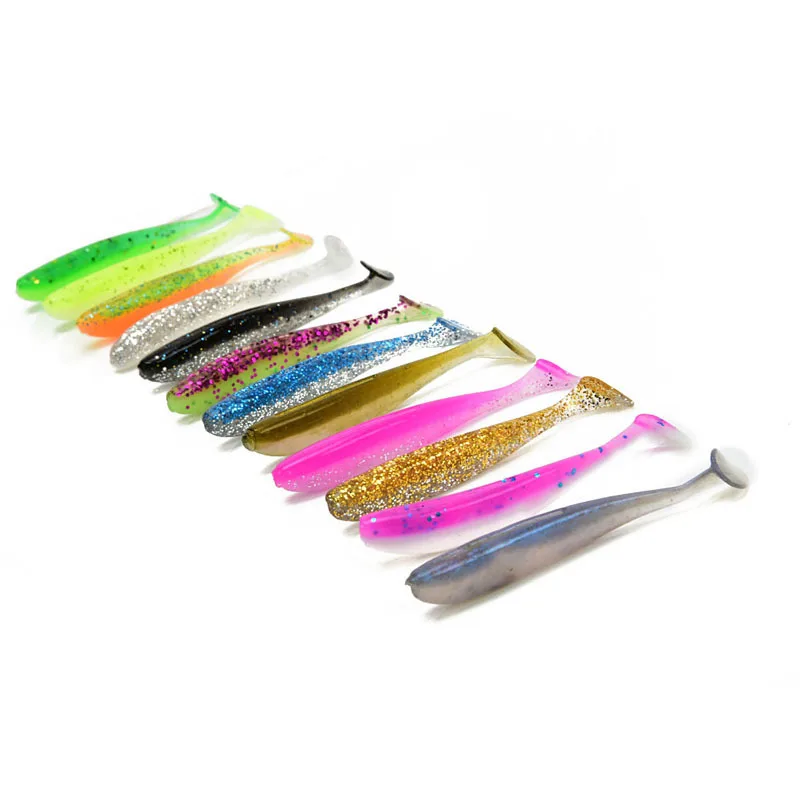 Artificial worm soft t tail fishing shad Double Color Fishing Lure