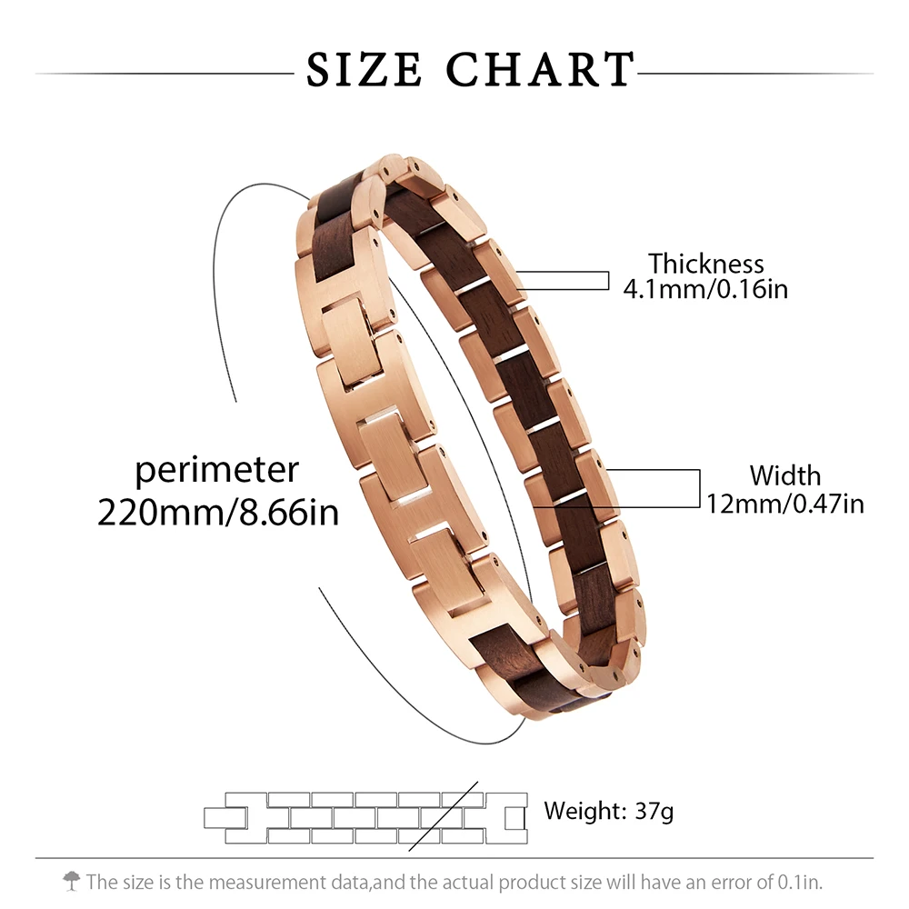China Wholesale Perfect Gift Rose Gold Plated Stainless Steel Unisex Wooden Skeleton Bracelet for men and women