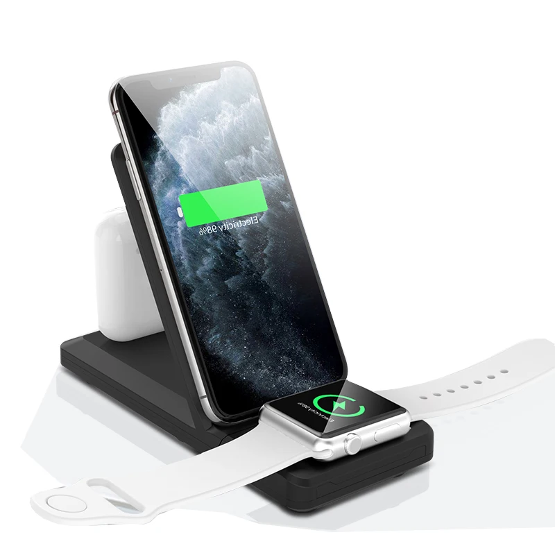 15w Multifunction Rotatable Foldable Charger Stand Wireless Watch Charging Dock Station 3 in 1 QI Wireless Charger Fast Charge