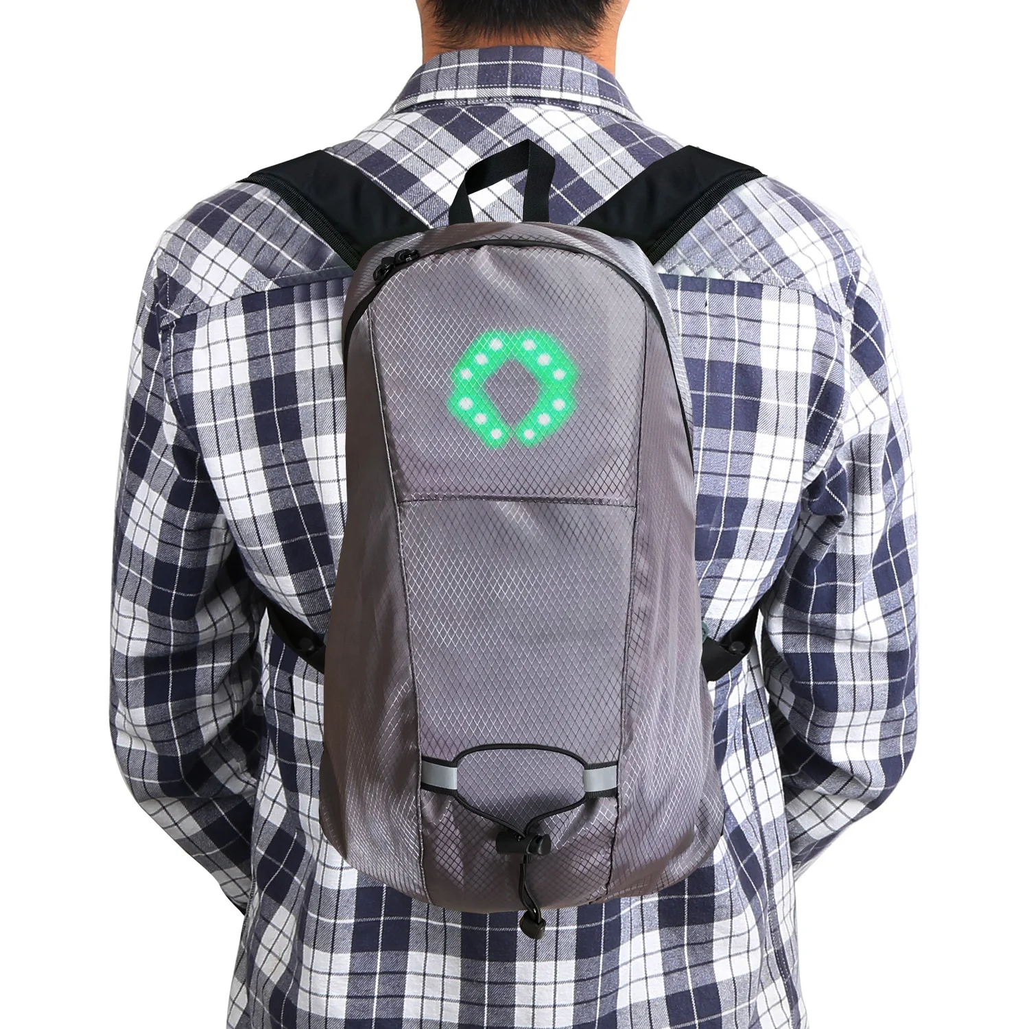 Hot Sale Light Weight Waterproof Custom Logo Nylon Daypack Outdoor Running Foldable LED Turn Signal Backpack Bag