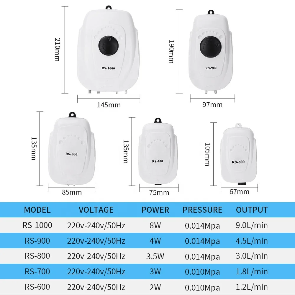 RS600/700/800/900/1000 oxygen pump high power silent oxygen pump aerator porous aquarium air pump for fish tank