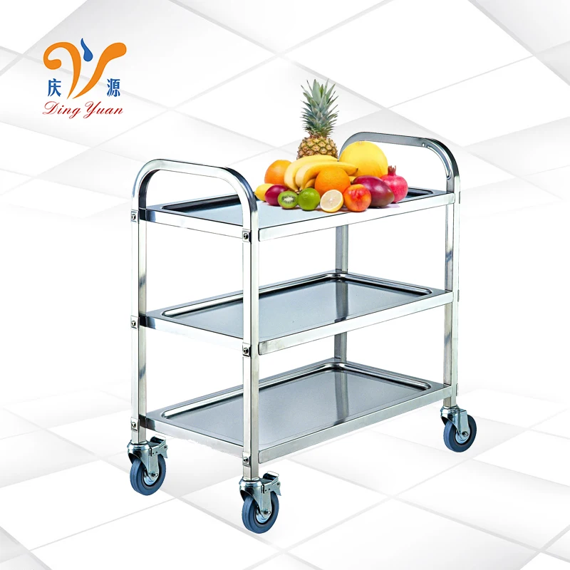 Hotel Buffet Room Equipment 3 Tier Stainless Steel Food Service Trolley Airline Tea Wine Service Cart Designs Prices