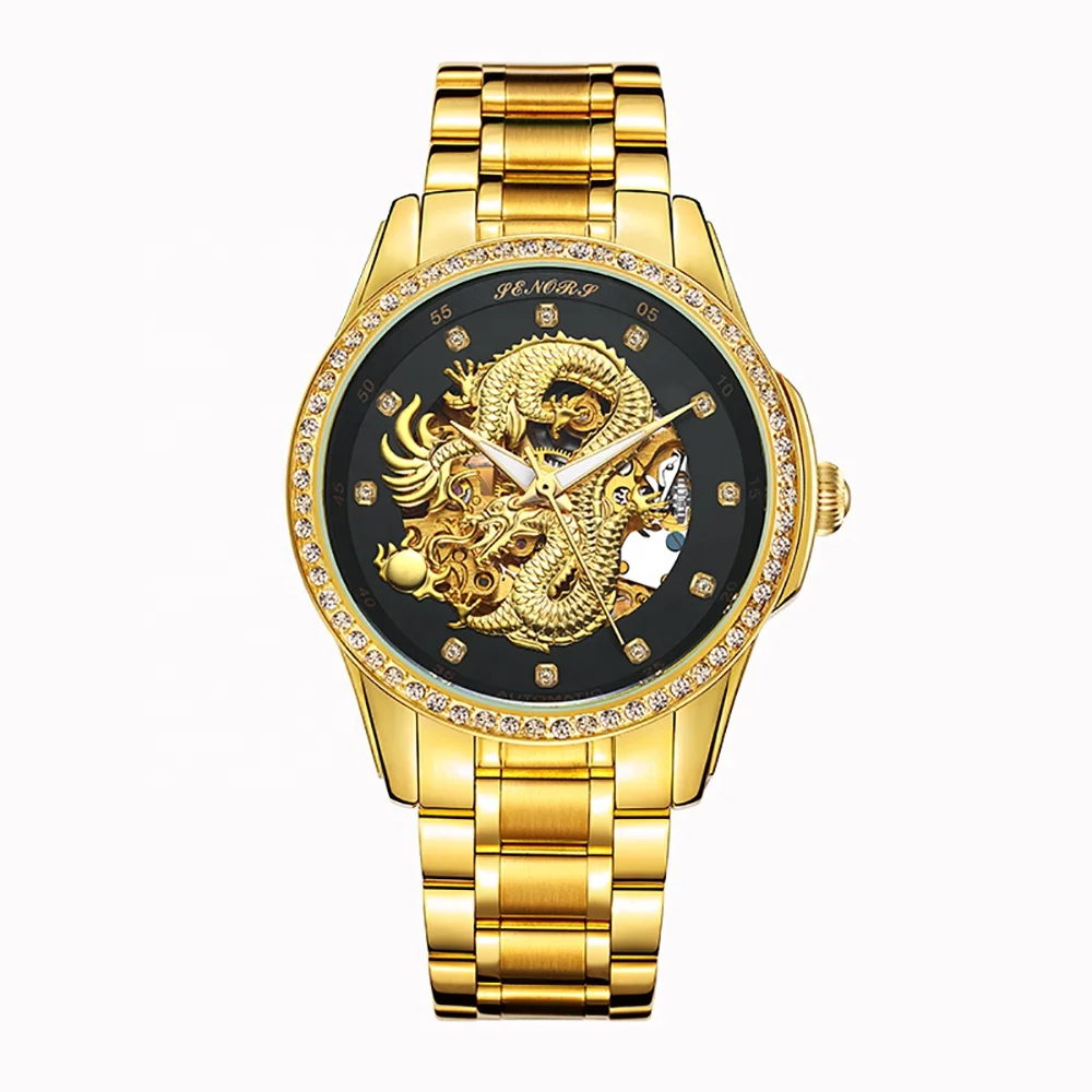 Luxury Watch Mechanical 3D Gold Dragon High Quality Automatic Mechanical Watches Men Wrist