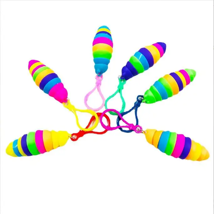 New Hot Selling Kids Adults Stress Relief Toy Flexible Wriggle Decompression Slugs Keychain Toys Key Chain