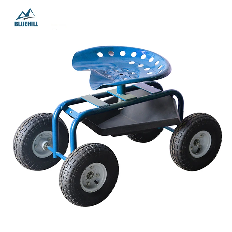 Ручные садовые тележки из нержавеющей стали, четырехколесные домашние инструменты, 4 колеса, четырехколесные 87*44*49 см, синие, коричневые, зеленые, 8 дюймов