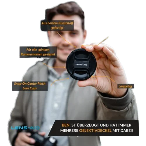 52mm Center Pinch Front Lens Cap Cover with Elastic Lens Cap Keeper for  Nikon Canon Sony Fujifilm