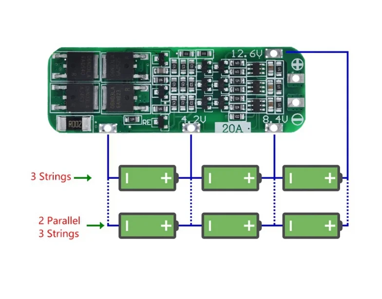 3S 20A Li-ion Lithium Battery 18650 Charger PCB BMS Protection Board For Drill Motor 12.6V Lipo Cell Module 64x20x3.4mm