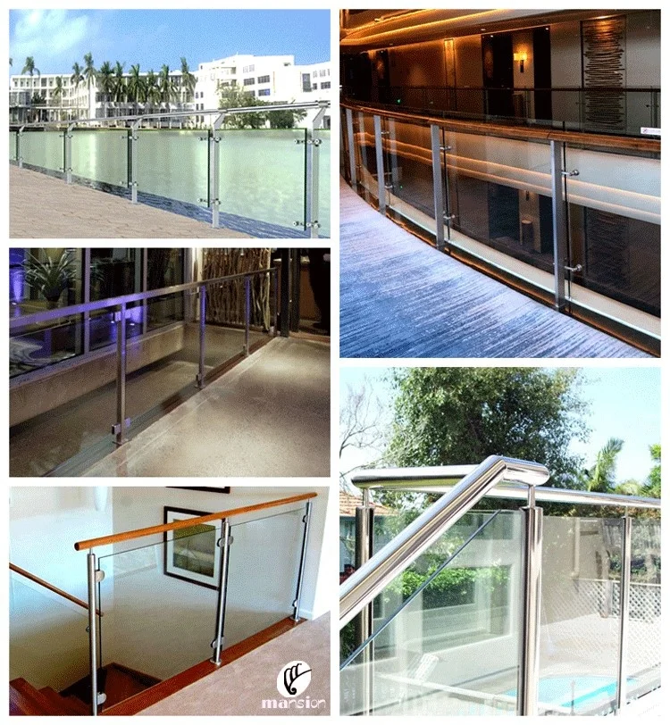 Square Stainless Steel Pipe Railing in Glass