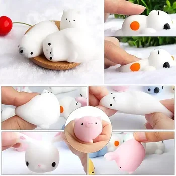 2024 Hot Sale Mochi Mini Cute Kawaii Soft Squeeze Toy Animal Shape Squishy Fidget Toys For Kids